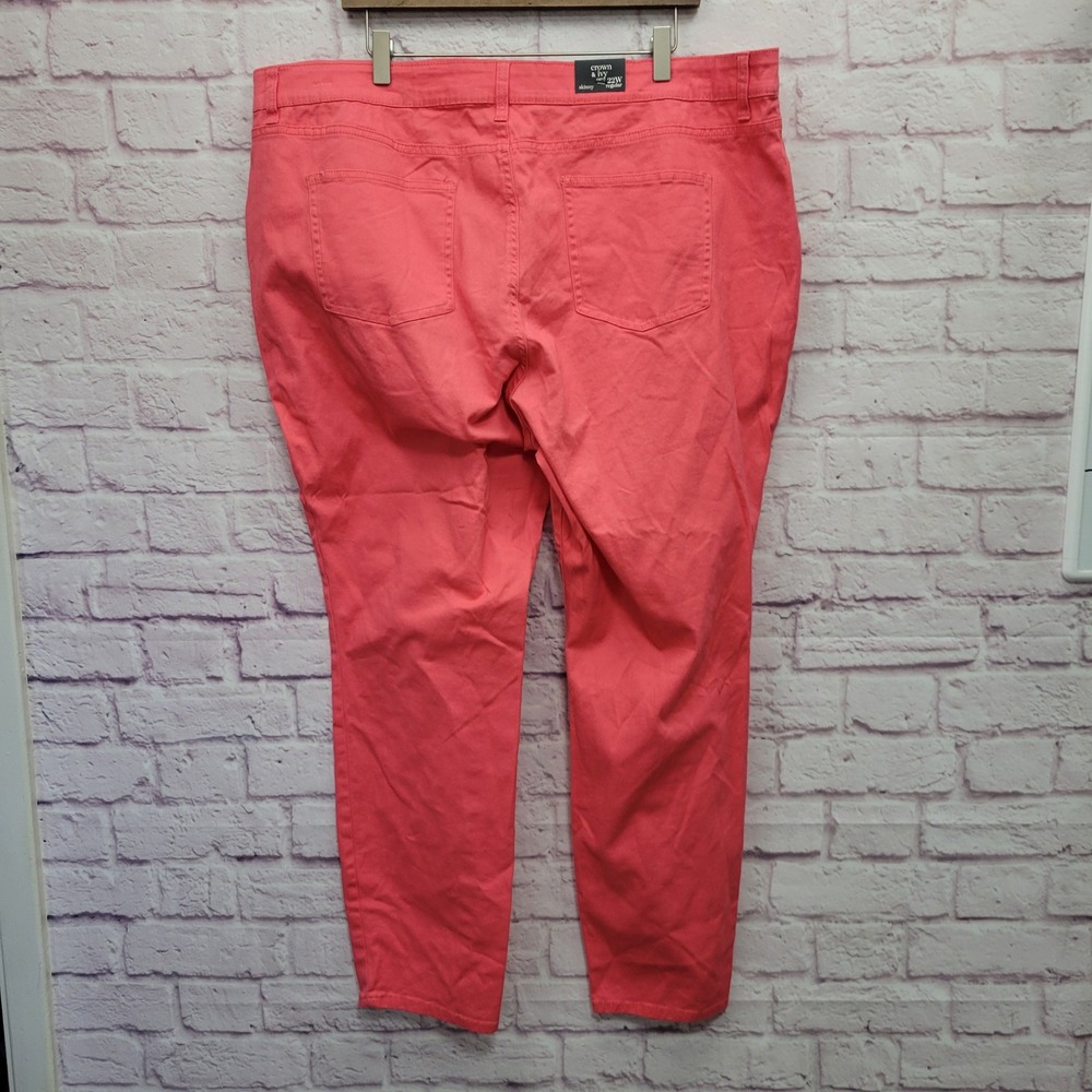 NEW Crown &‎ Ivy Curvy 22W Coral Pink Skinny Jeans Stretch Denim Preppy Casual - Picture 2 of 9